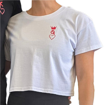 Queen of Hearts Royalty Crop Tee White