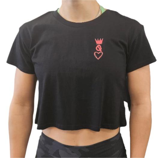 Queen of Hearts Royalty Crop Tee Black