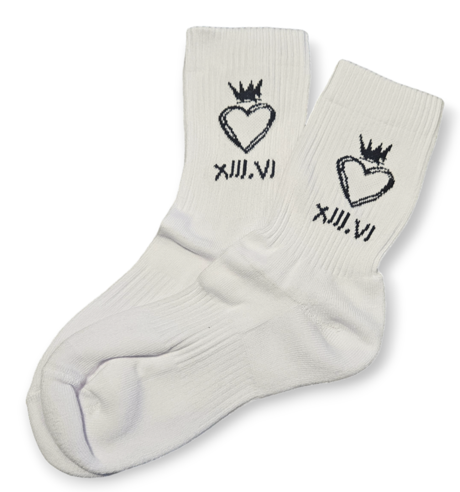 Mental Fortitude Heartcrown Crew Socks White | Resilient Activewear for Unyielding Strength