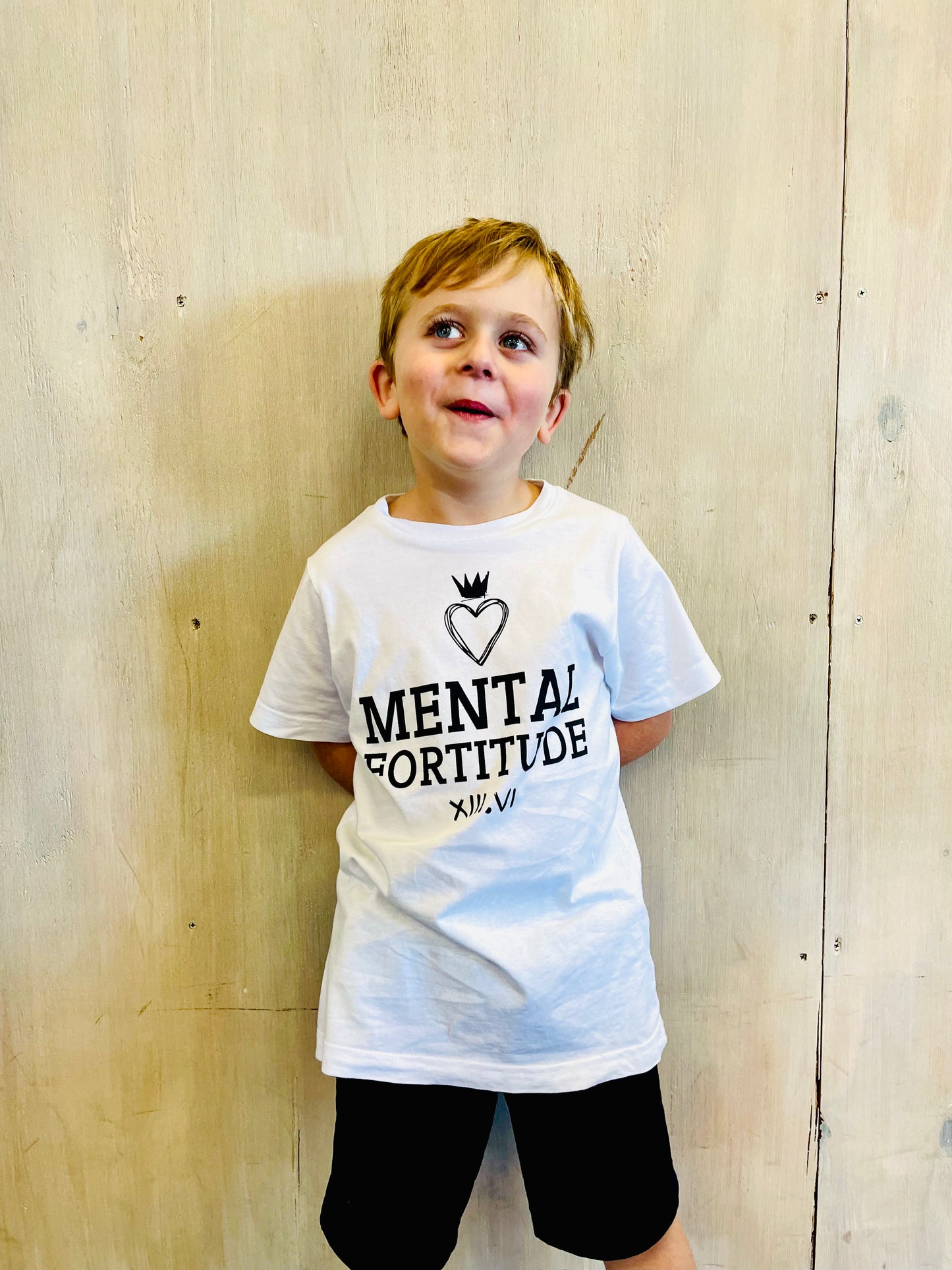 Mental Fortitude Kids Stacked Logo Tee | Empower Activewear for the whole Family